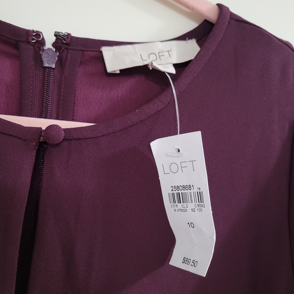 Loft a line ruffle sleeve purple dress nwt - Picture 2 of 4